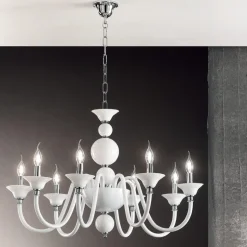 Lampadario Classico 8 Luci Vetro Fatto a Mano Italiano di Lusso - Memore