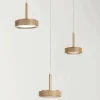 Lampadario con Base Rotonda in Metallo Verniciato Color Oro e Luce LED - Carpino