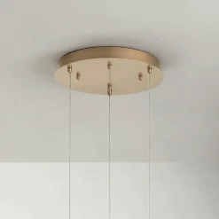 Lampadario con Base Rotonda in Metallo Verniciato Color Oro e Luce LED - Carpino