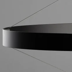 Lampadario con Corpo Luminoso in Vetro e 6 Cerchi in Alluminio - Clara