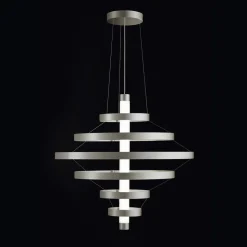 Lampadario con Corpo Luminoso in Vetro e 6 Cerchi in Alluminio - Clara