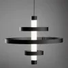 Lampadario con Corpo Luminoso in Vetro e 3 Cerchi in Alluminio - Clara