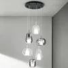 Lampadario con 6 Diffusori in Vetro Fumè e Trasparente Made in Italy - Trilly