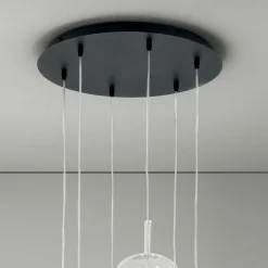 Lampadario con 6 Diffusori in Vetro Fumè e Trasparente Made in Italy - Trilly