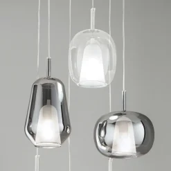 Lampadario con 6 Diffusori in Vetro Fumè e Trasparente Made in Italy - Trilly