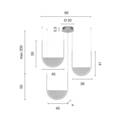 Lampadario con 3 LED con Inserto Amovibile in Vetro Granigliato - Catalpa