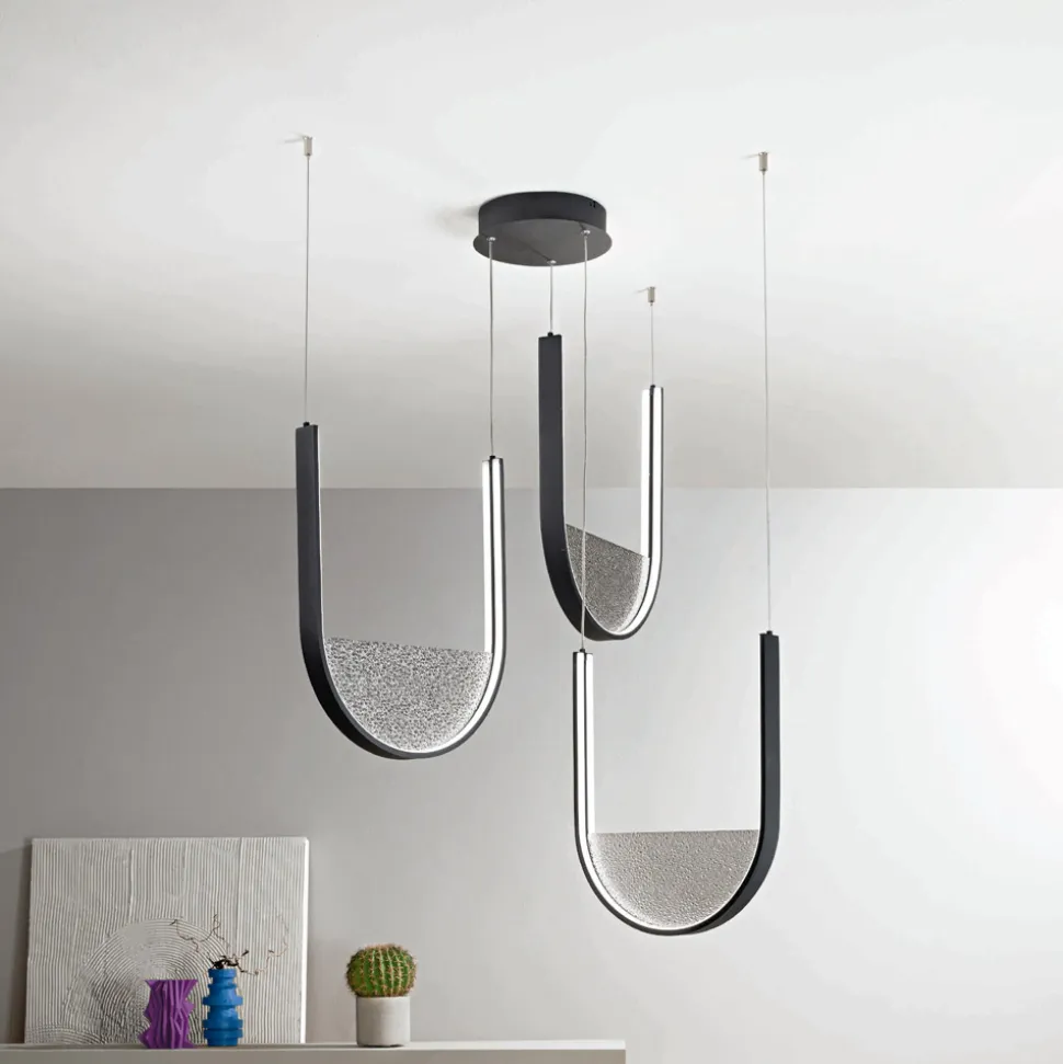 Lampadario con 3 LED con Inserto Amovibile in Vetro Granigliato - Catalpa