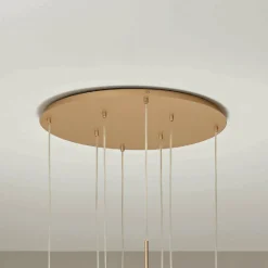 Lampadario con 8 LED in Metallo Verniciato Color Oro e Vetro Soffiato - Ailanto