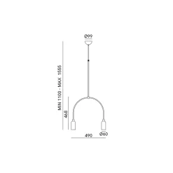 Lampadario con 2 Luci in Diverse Finiture Made in Italy - Signora