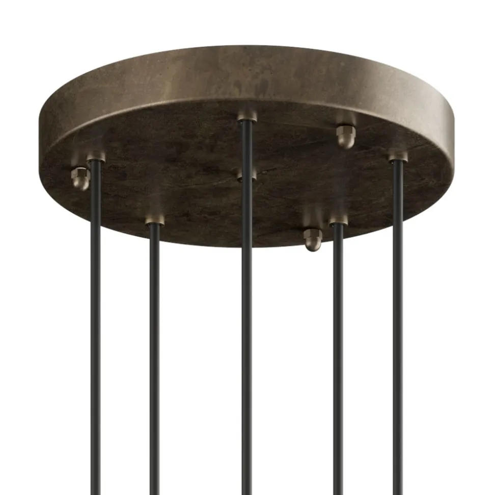 Lampadario con 6 Luci in Ferro e Vetro Made in Italy - Nuvoloso