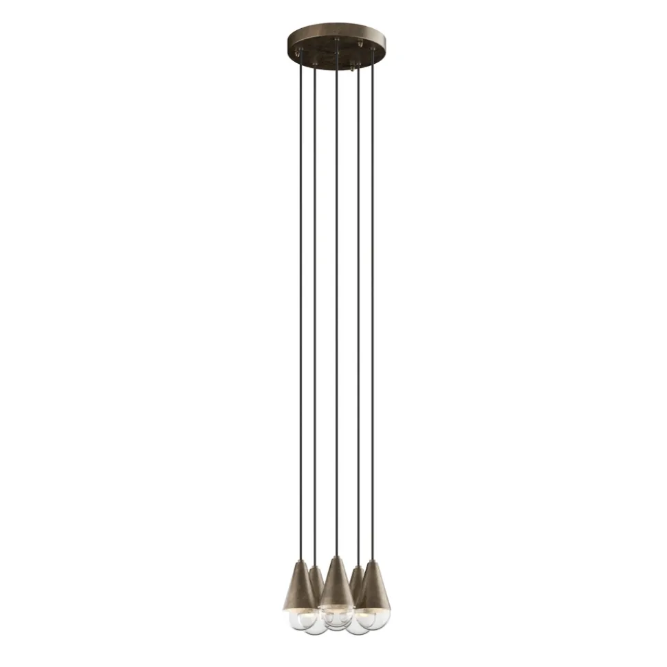 Lampadario con 6 Luci in Ferro e Vetro Made in Italy - Nuvoloso