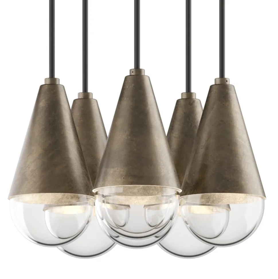 Lampadario con 6 Luci in Ferro e Vetro Made in Italy - Nuvoloso
