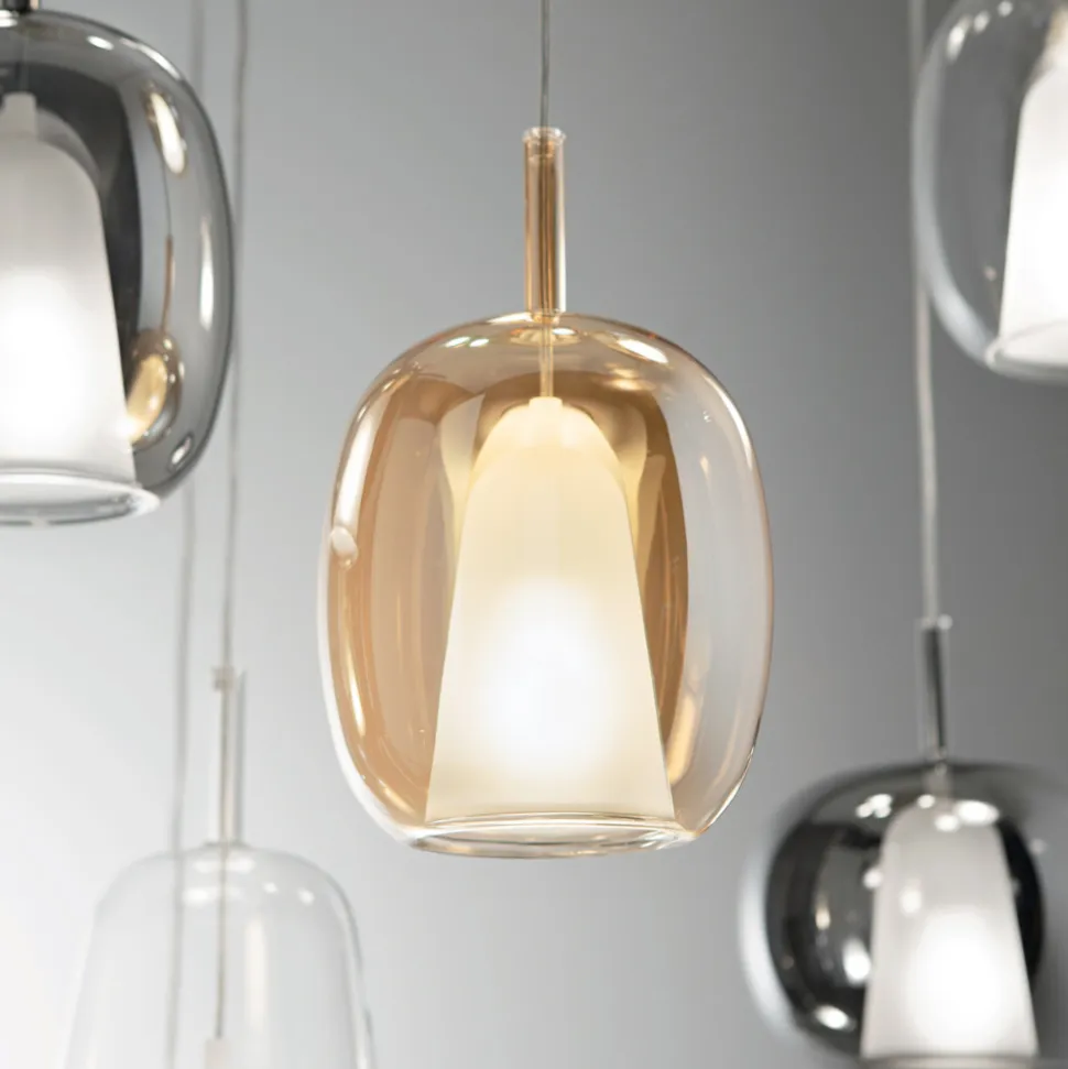 Lampadario con 12 Luci in Vetro e Filo Trasparente Made in Italy - Trilly