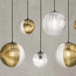 Lampadario con 6 Luci in Vetro Soffiato a Forma di Sfera Made in Italy - Prilla