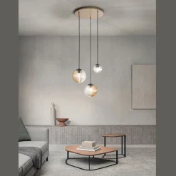 Lampadario con 3 Luci in Vetro Soffiato a Forma di Sfera Made in Italy - Prilla