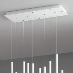 Lampadario con 10 Luci LED in Metallo Verniciato e Cavi Regolabili - Larice