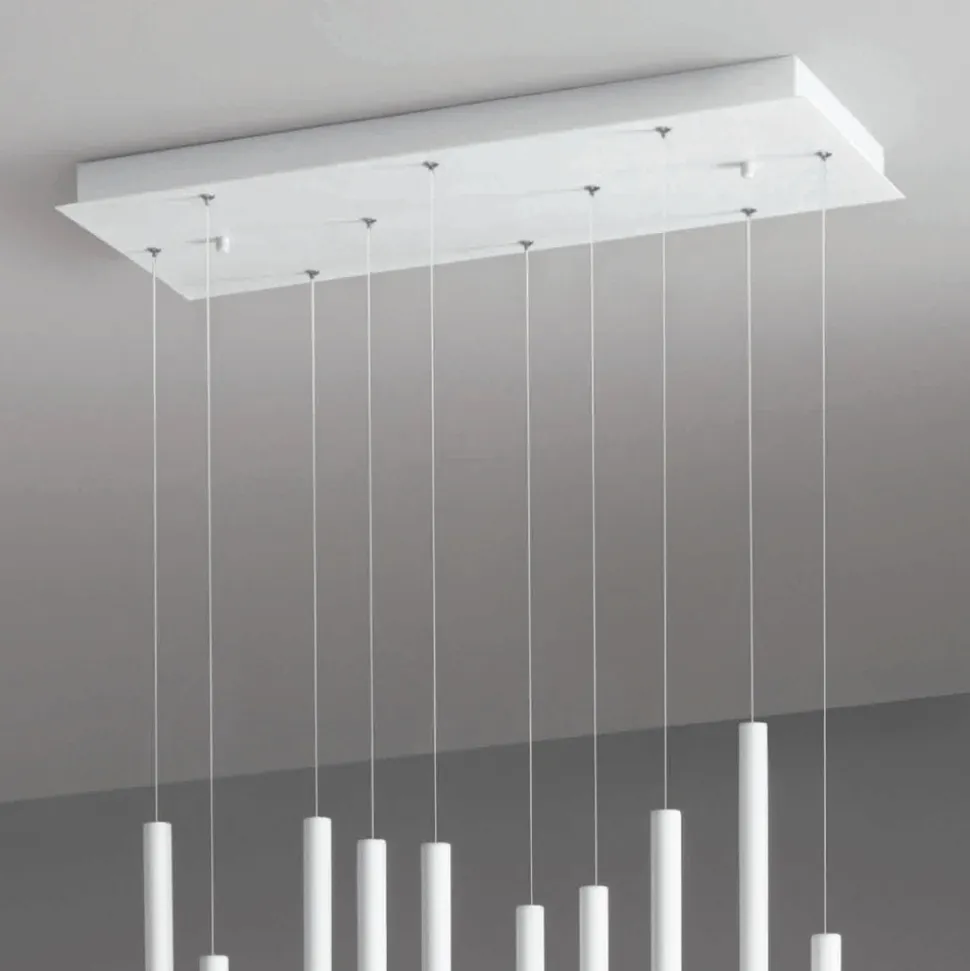 Lampadario con 10 Luci LED in Metallo Verniciato e Cavi Regolabili - Larice