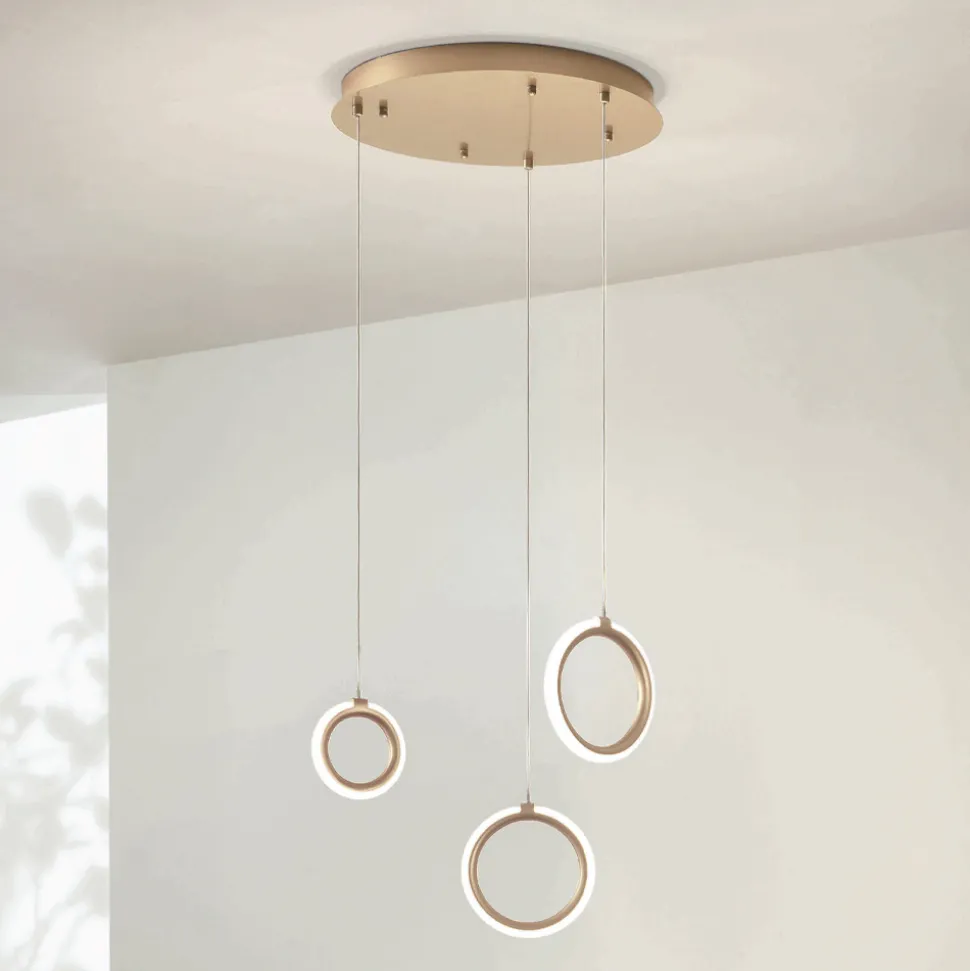 Lampadario con 3 Luci LED in Metallo Verniciato e Vetro Opzionale - Cedro