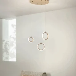 Lampadario con 3 Luci LED in Metallo Verniciato e Vetro Opzionale - Cedro