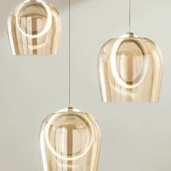 Lampadario con 3 Luci LED in Metallo Verniciato e Vetro Opzionale - Cedro