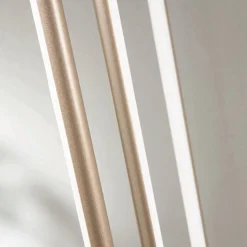 Lampadario con 8 Luci LED in Metallo Verniciato Oro e Cavetti Regolabili - Arancio