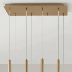 Lampadario con Montatura Metallica Verniciata Oro e Cavi Regolabili - Betulla