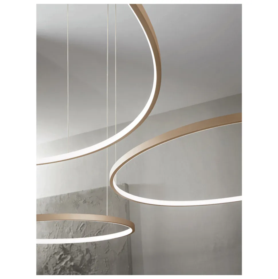 Lampadario con 2 o 3 Luci LED Rotonde Orizzontali in Metallo Verniciato - Gelso
