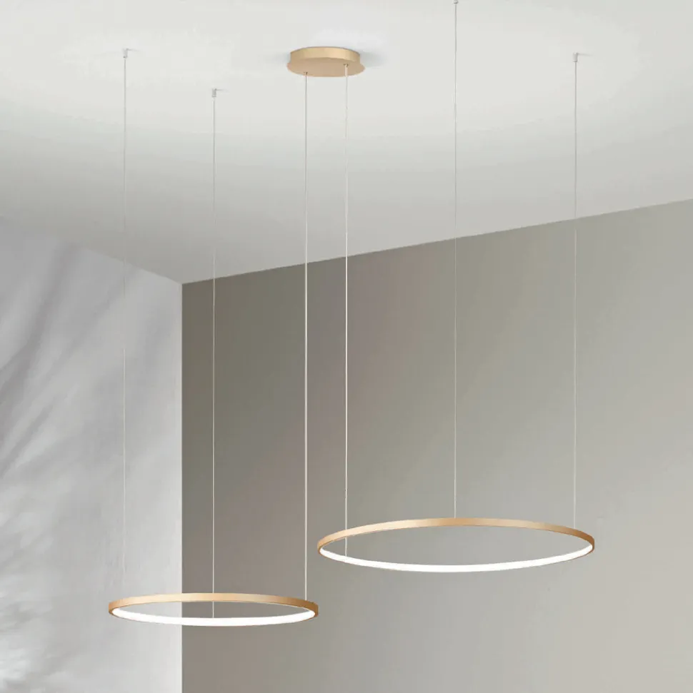 Lampadario con 2 o 3 Luci LED Rotonde Orizzontali in Metallo Verniciato - Gelso