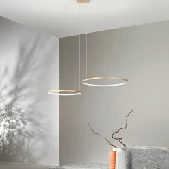 Lampadario con 2 o 3 Luci LED Rotonde Orizzontali in Metallo Verniciato - Gelso