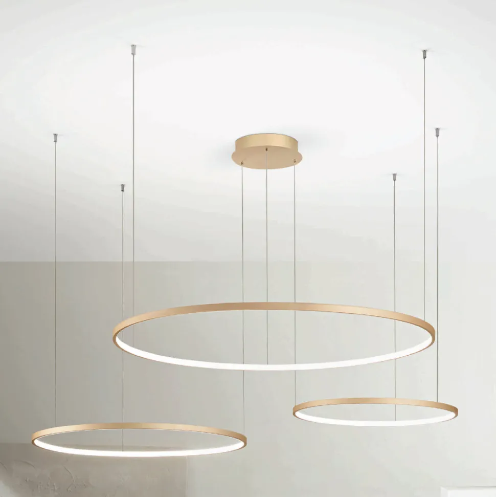 Lampadario con 2 o 3 Luci LED Rotonde Orizzontali in Metallo Verniciato - Gelso