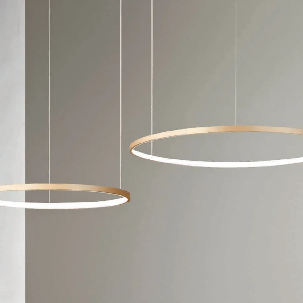 Lampadario con 2 o 3 Luci LED Rotonde Orizzontali in Metallo Verniciato - Gelso