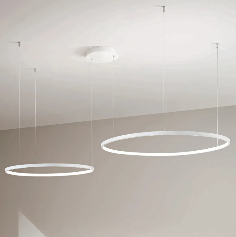 Lampadario con 2 o 3 Luci LED Rotonde Orizzontali in Metallo Verniciato - Gelso