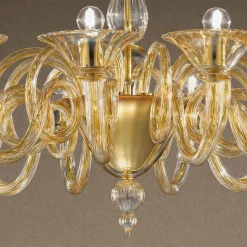 Lampadario da 12 Luci Fatto a Mano in Vetro Veneziano Made in Italy - Margherita