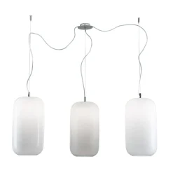 Lampadario Decentrato Tre Lumi in Vetro Veneziano Made in Italy - Soffio