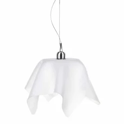 Lampadario design bianco satinato con drappeggio Dafne made in Italy