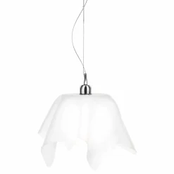 Lampadario design bianco satinato con drappeggio Dafne made in Italy