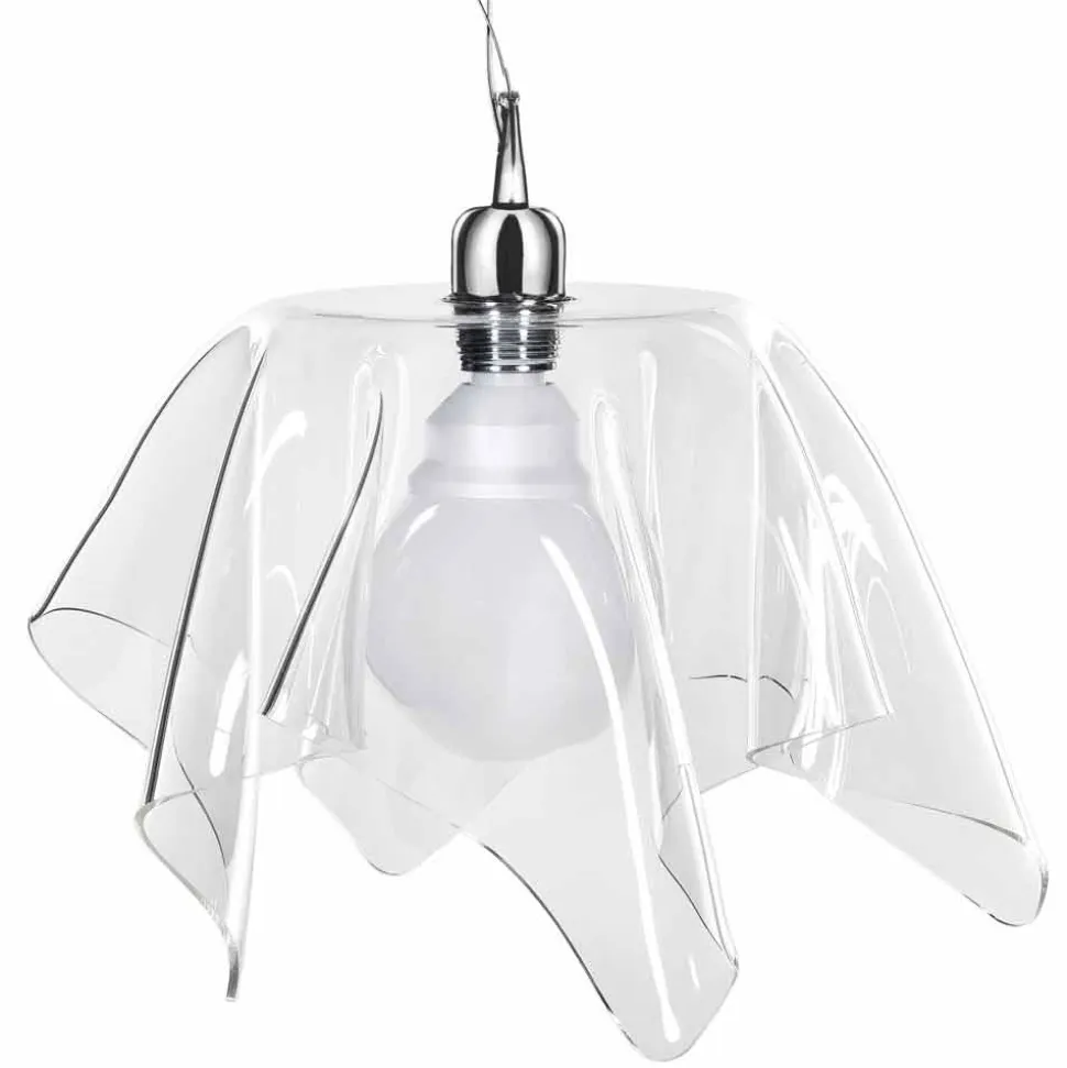 Lampadario design trasparente con drappeggio Dafne made in Italy