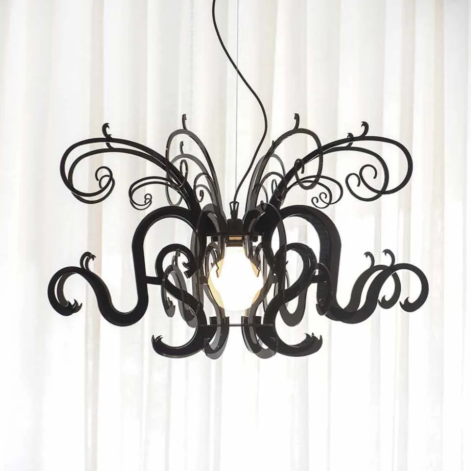 Lampadario di moderno design in plexiglass prodotto in Italia, Malito