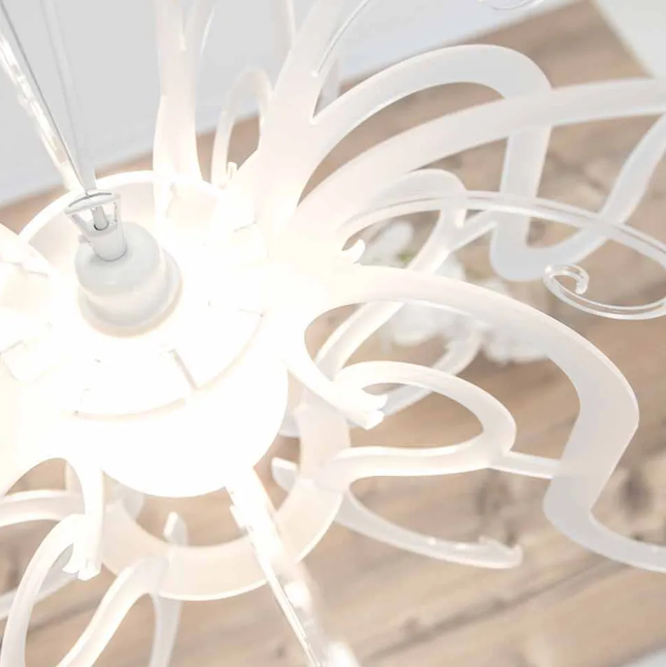 Lampadario di moderno design in plexiglass prodotto in Italia, Malito