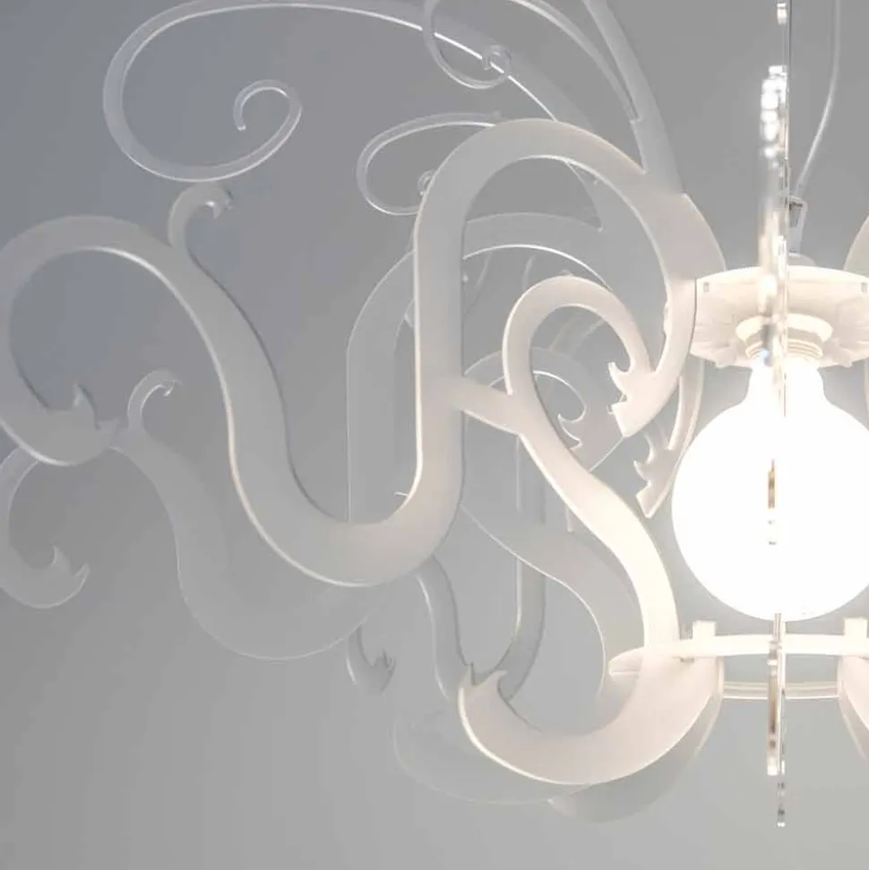 Lampadario di moderno design in plexiglass prodotto in Italia, Malito