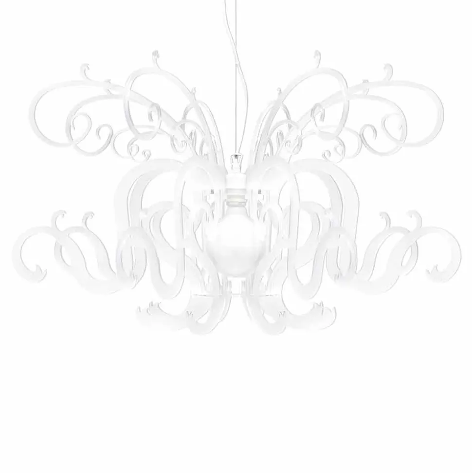 Lampadario di moderno design in plexiglass prodotto in Italia, Malito