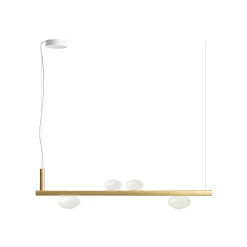 Lampadario in Alluminio e Luce in Vetro Soffiato Bianco - Alma
