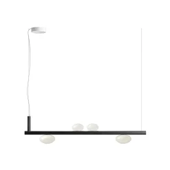 Lampadario in Alluminio e Luce in Vetro Soffiato Bianco - Alma