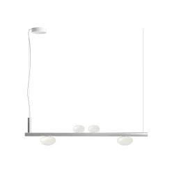 Lampadario in Alluminio e Luce in Vetro Soffiato Bianco - Alma