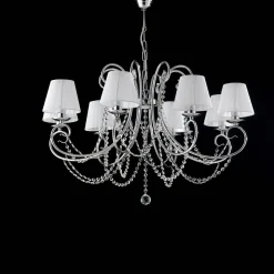 Lampadario in Ferro Cromato con Paralumi Made in Italy - Praga