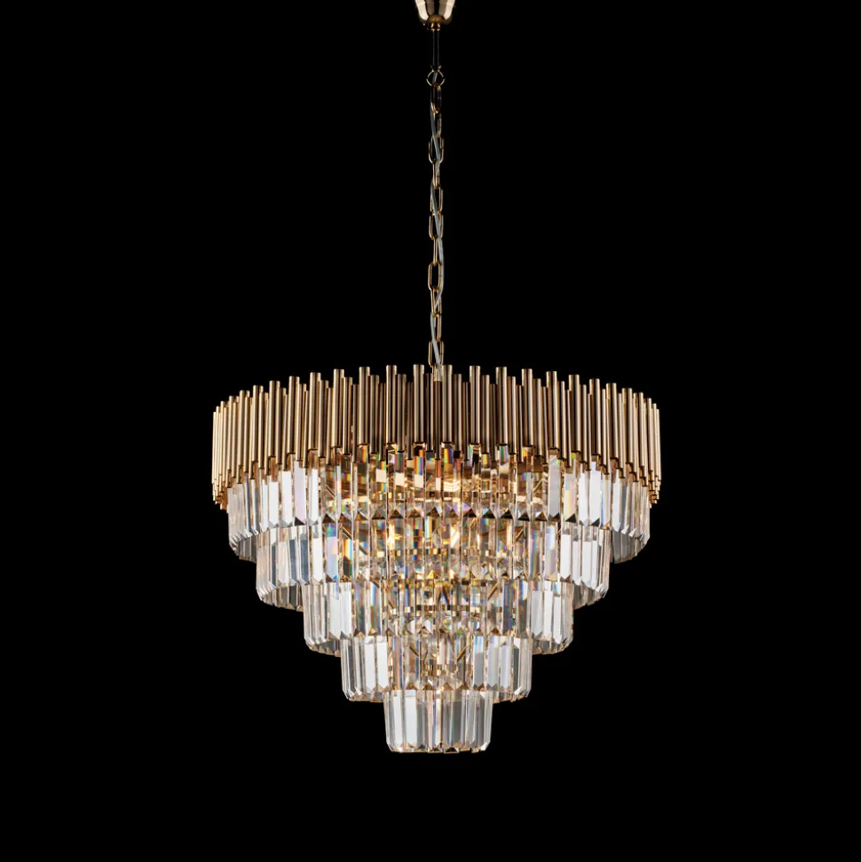 Lampadario in Ferro Dorato con Strass Made in Italy - Parigi