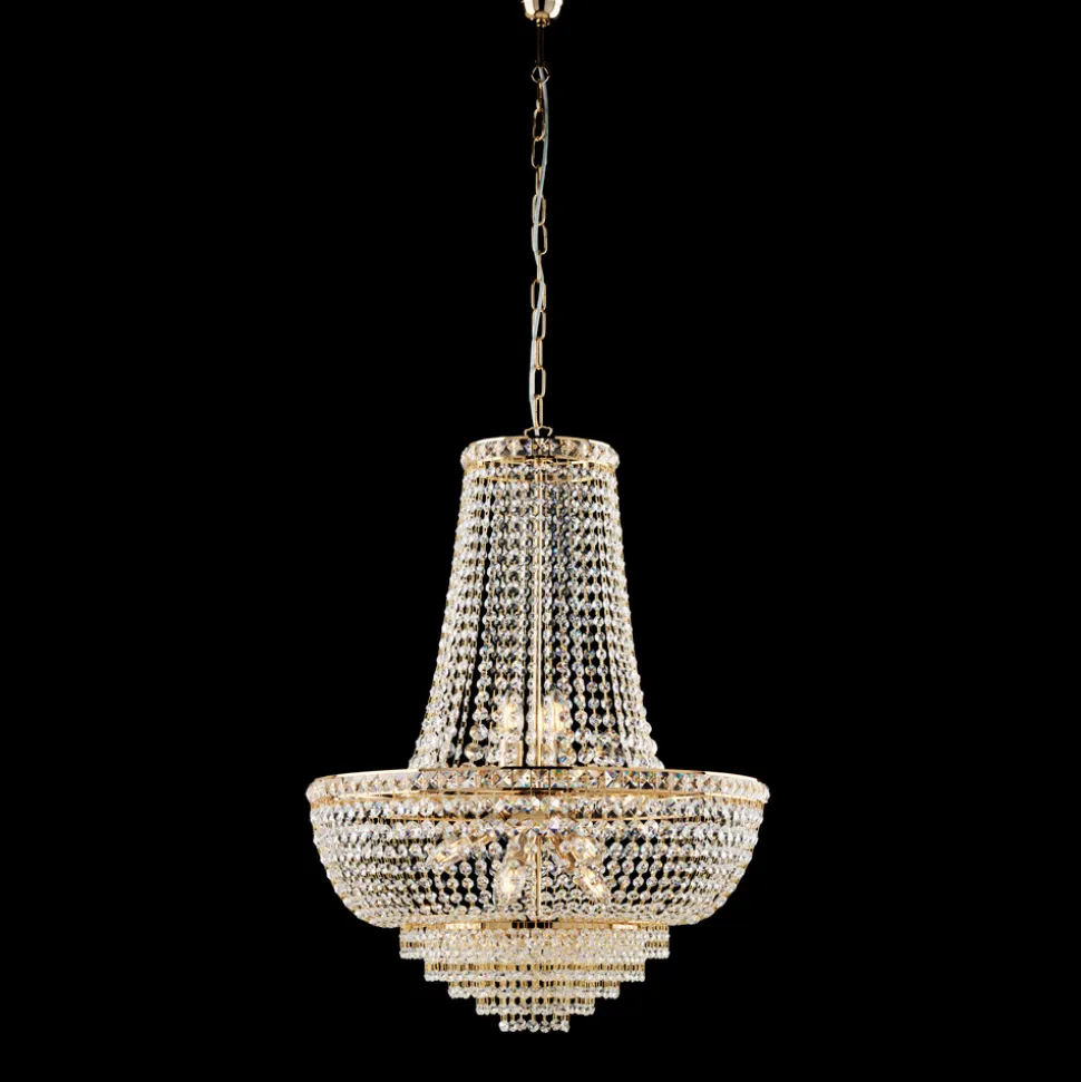 Lampadario in Ferro Dorato con Strass Made in Italy - Baviera