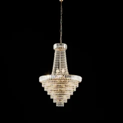 Lampadario in Ferro Dorato con Strass Made in Italy - Kiev