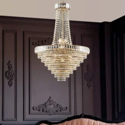 Lampadario in Ferro Dorato con Strass Made in Italy - Kiev