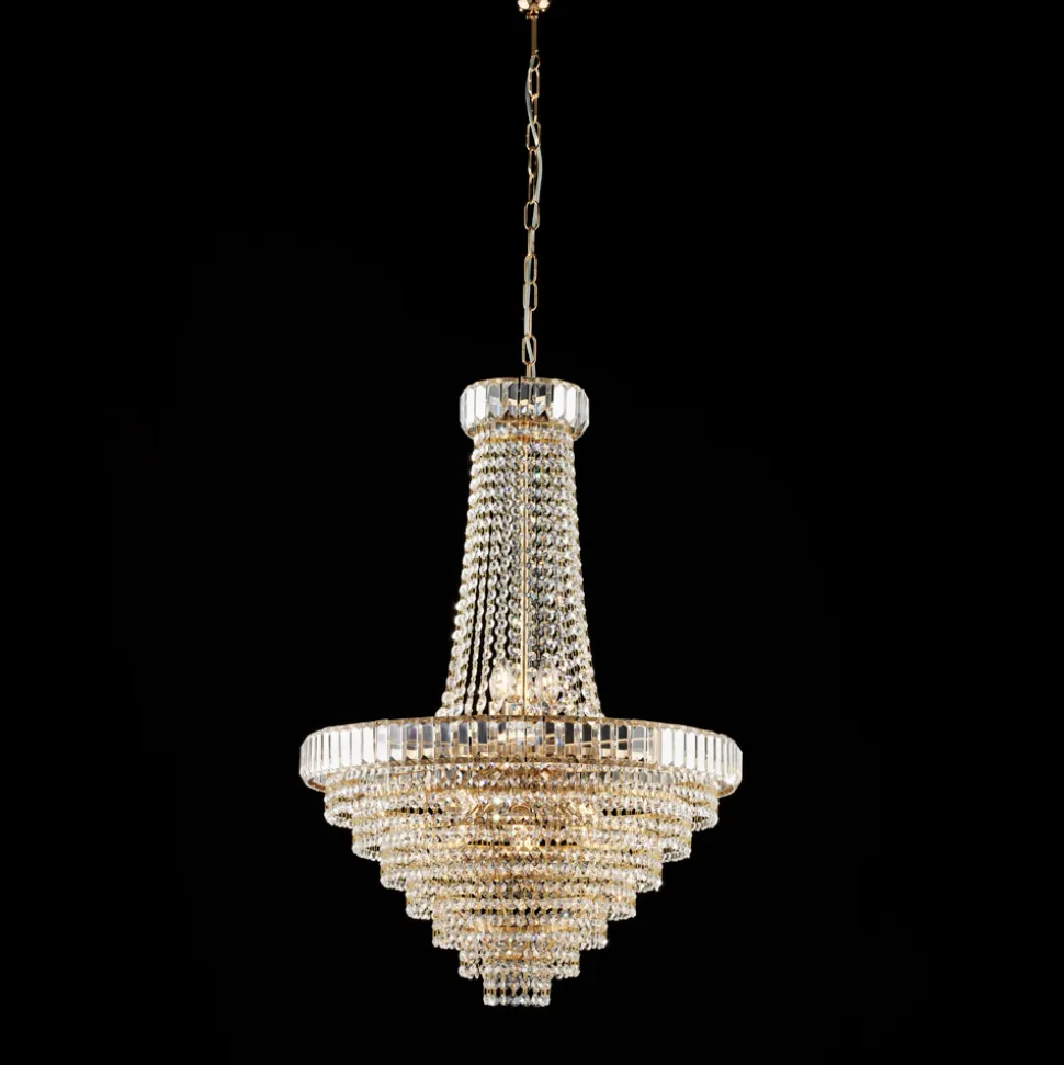 Lampadario in Ferro Dorato con Strass Made in Italy - Kiev